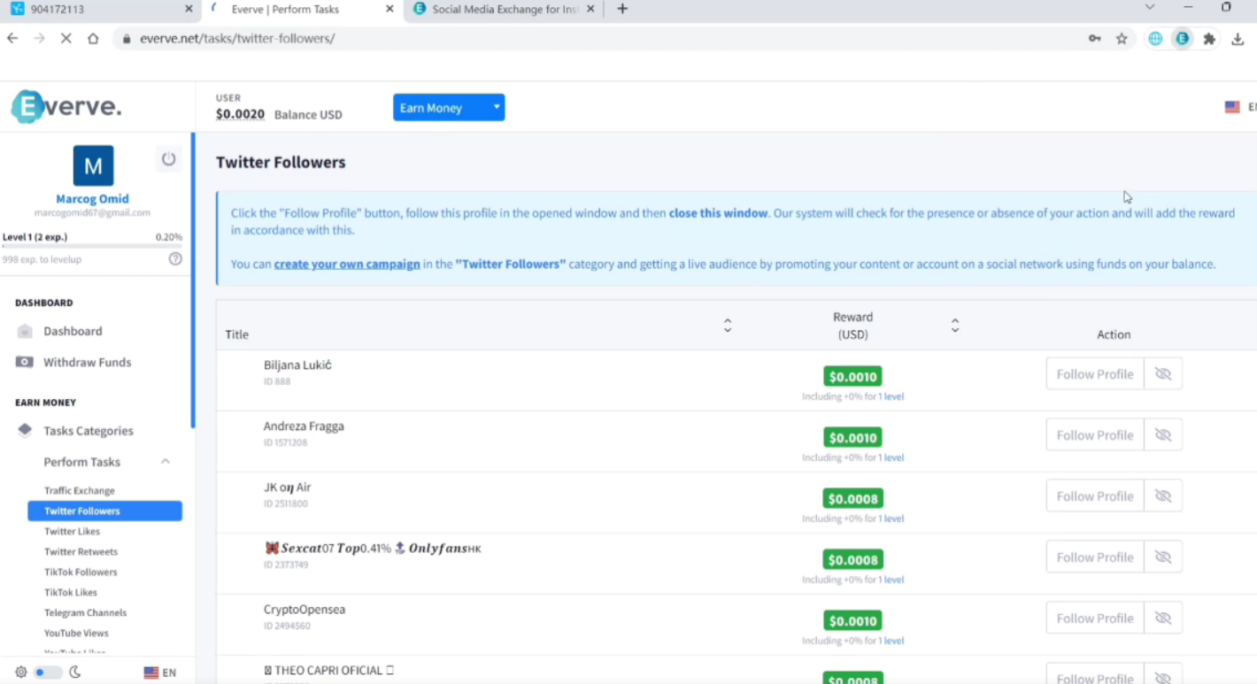 (5436期)外面收费1988海外平台点赞关注全自动挂机项目 单机一天30美金【脚本+教程】