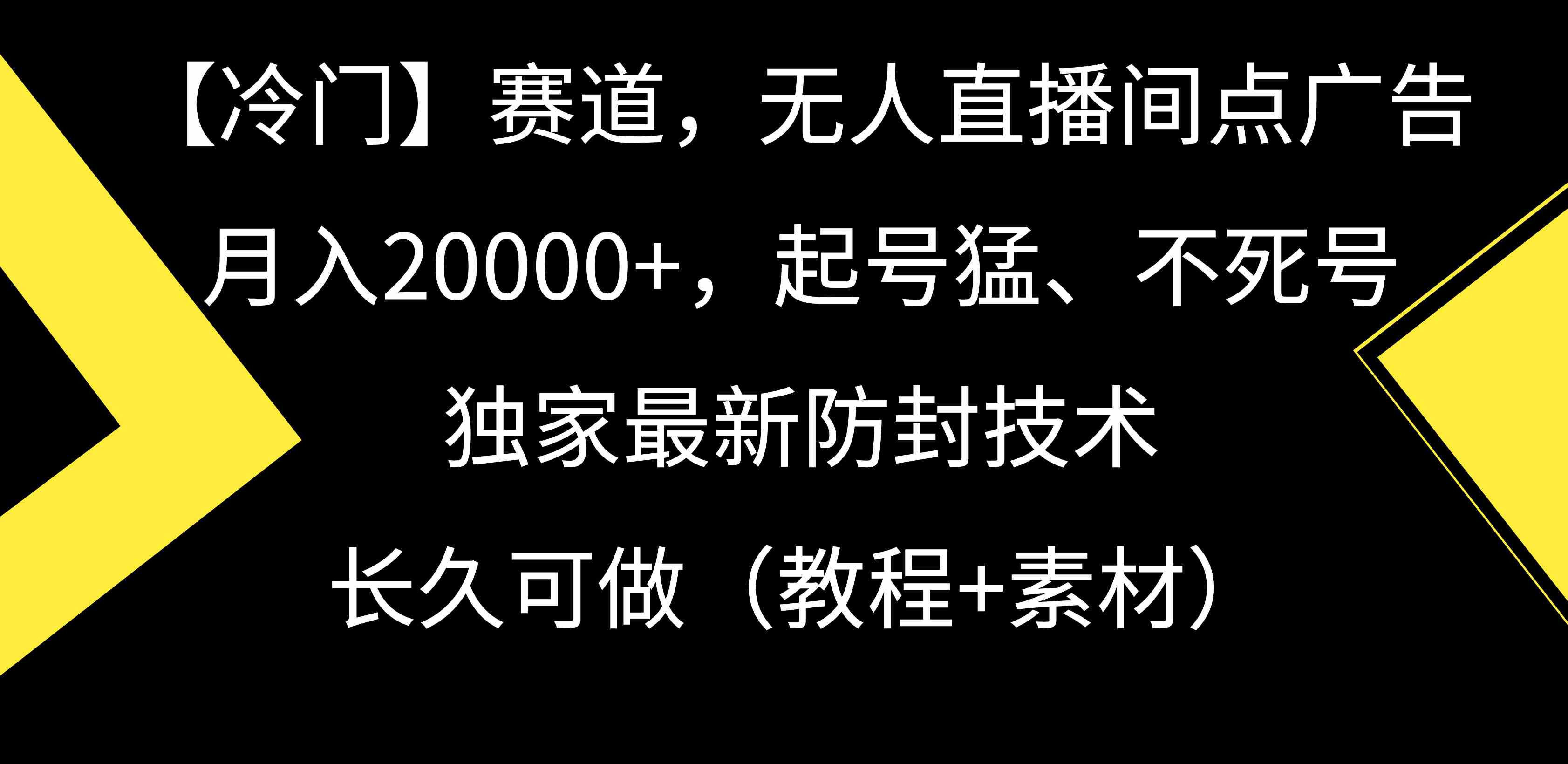 （9100期）【冷门】赛道，无人直播间点广告，月入20000+，起号猛、不死号，独家最…