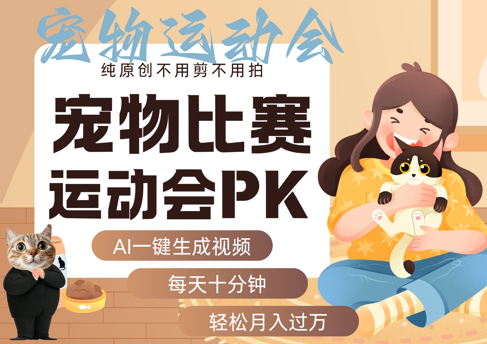 AI萌宠运动员跳水 射击 篮球 足球比赛 每天十分钟 附详细提示词文案库 代替做…