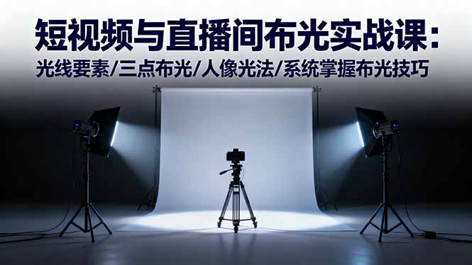 短视频与直播间布光实战课：光线要素/三点布光/人像光法/系统掌握布光技巧