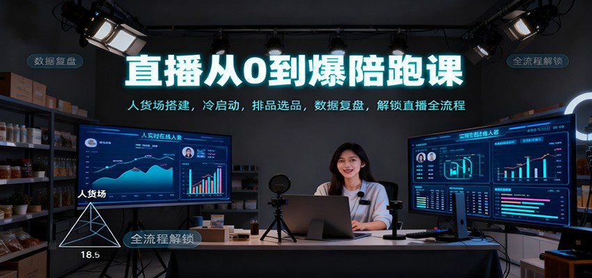 直播从0到爆陪跑课：人货场搭建，冷启动，排品选品，数据复盘，解锁直播全流程