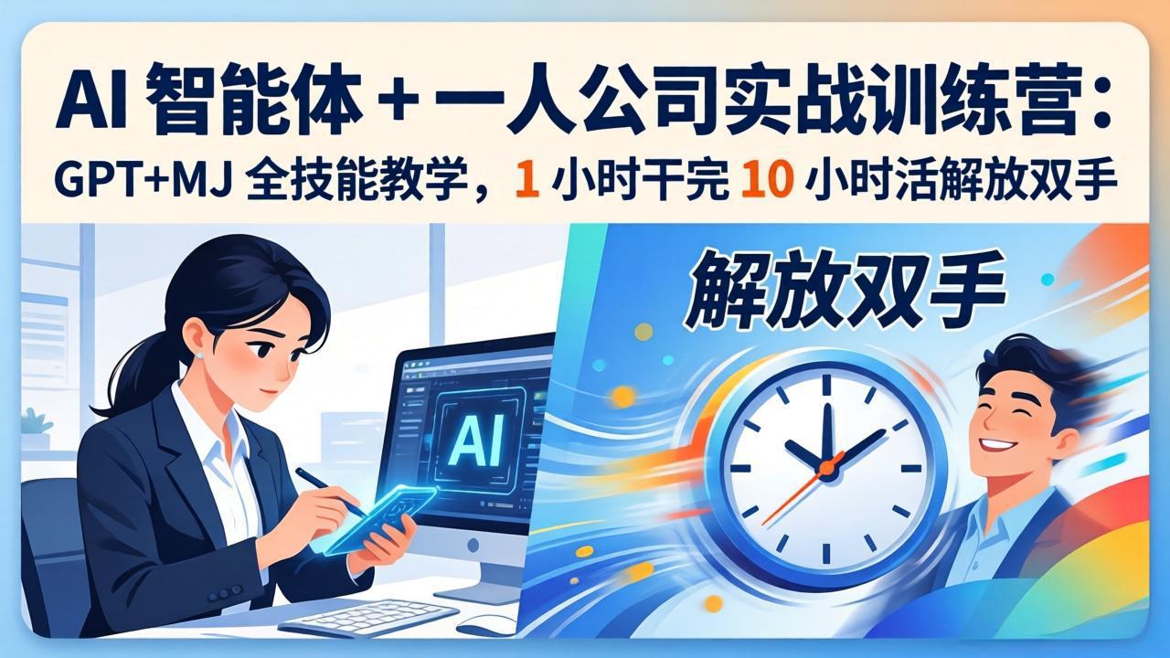 AI 智能体 + 一人公司实战训练营：GPT+MJ 全技能教学，1 小时干完 10 小时活解放双手