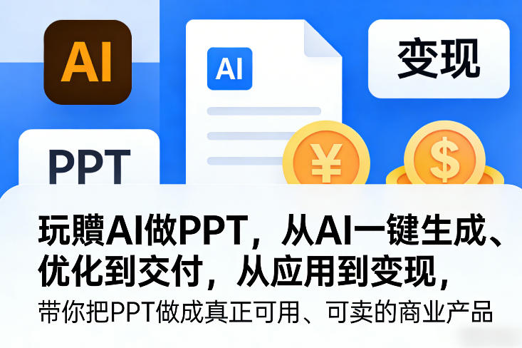 玩賺AI做PPT，从AI一键生成、优化到交付，从应用到变现，带你把PPT做成真正可用、可卖的商业产品(更新0401)