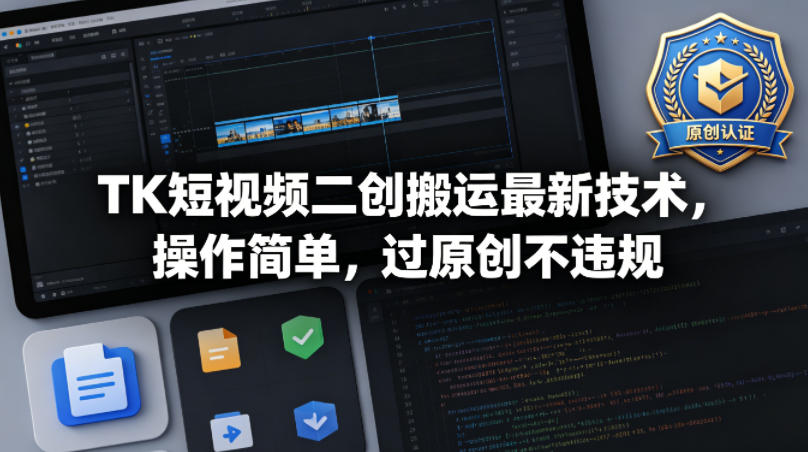 TK短视频二创搬运最新技术，操作简单，过原创不违规