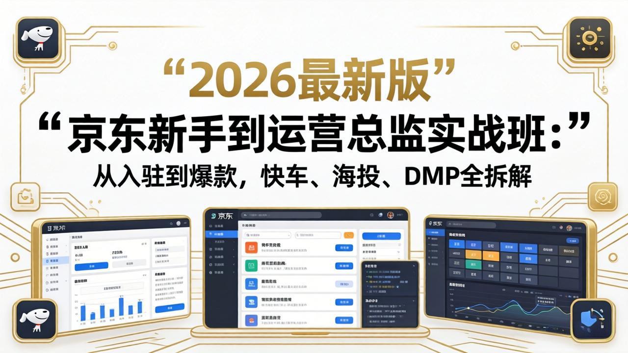 京东新手到运营总监实战班：从入驻到爆款，快车、海投、DMP全拆解，2026最新版